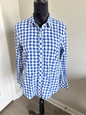Vineyard Vines Relaxed Gingham Button Down Shirt Womens Blue White - Size 10